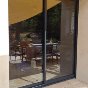 Coulissant à galandage 2 vantaux Schüco gris anthracite